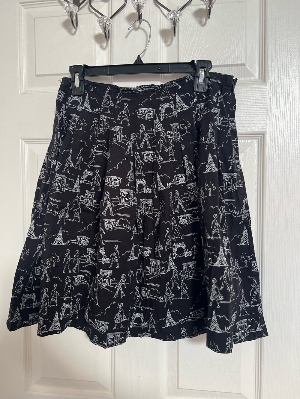 Y2K Paris Euro Trip Black Skirt with White Sketch Print